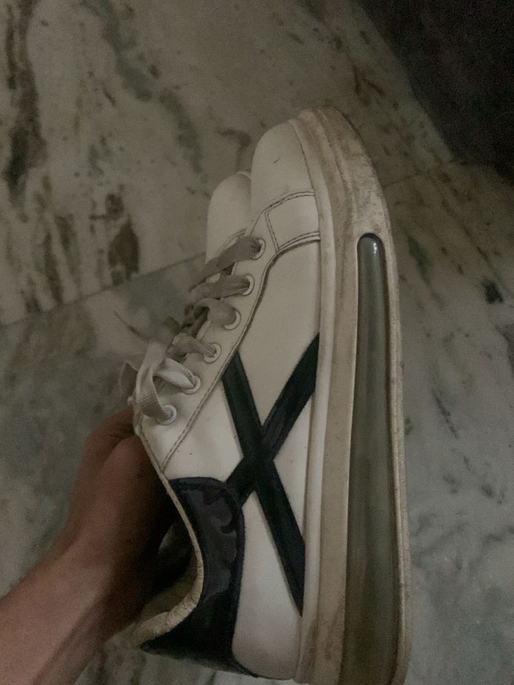 Stylish White &amp; Black Sneakers