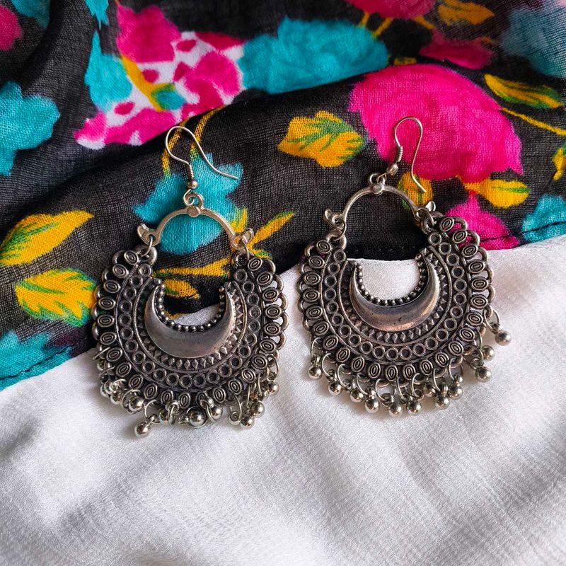 Silver Crescent Earrings