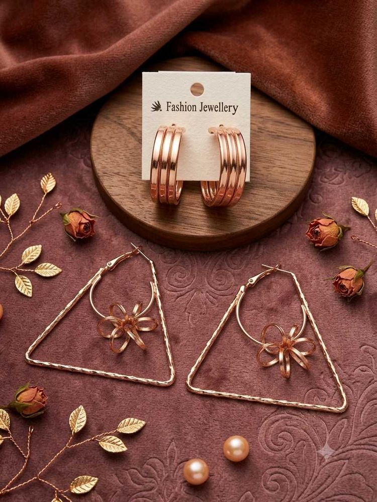 Rose Gold Layered Hoop Earrings