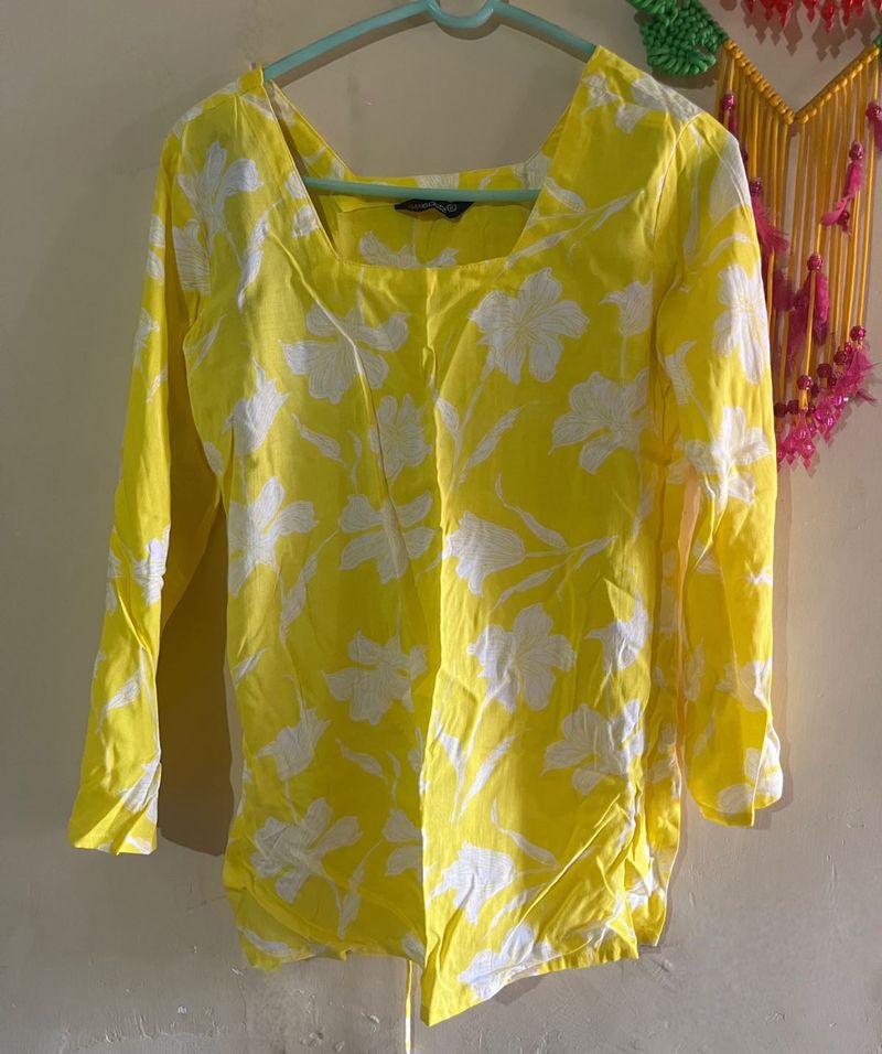 Bright Yellow Floral Kurta