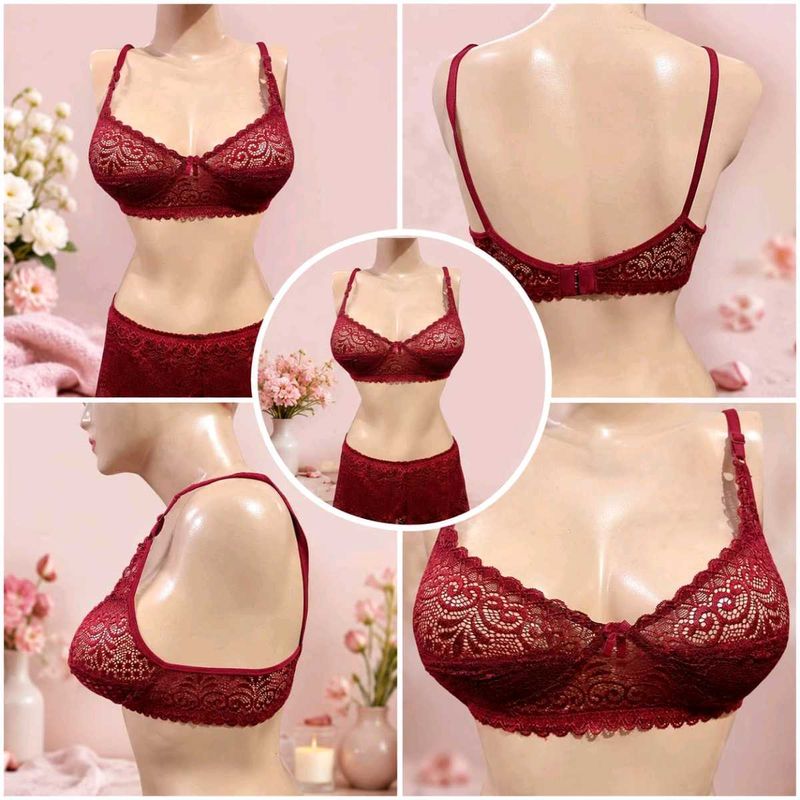 Elegant Red Lace Bra Set