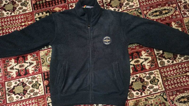 navy blue full-zip fleece jacket