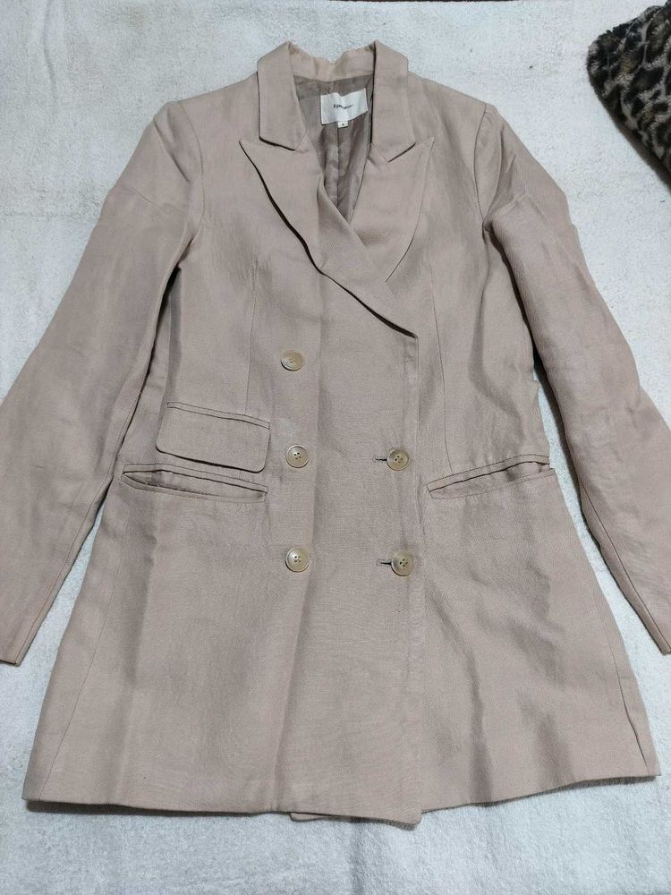 Women's Beige Double-Breasted Blazer