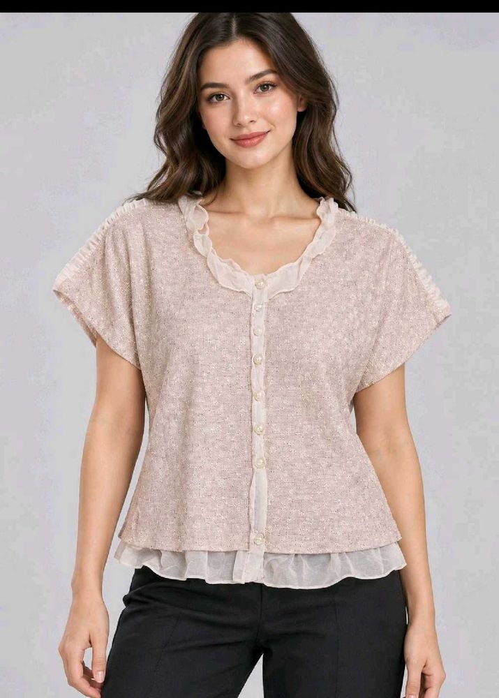 Chic Ruffled Button-Up Top Combo