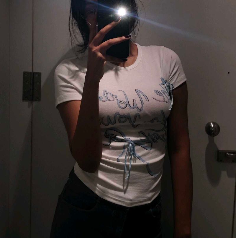 Cute White Graphic Top