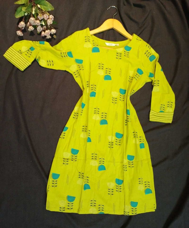 MAX Green Bohemian Printed Kurta, Size-S