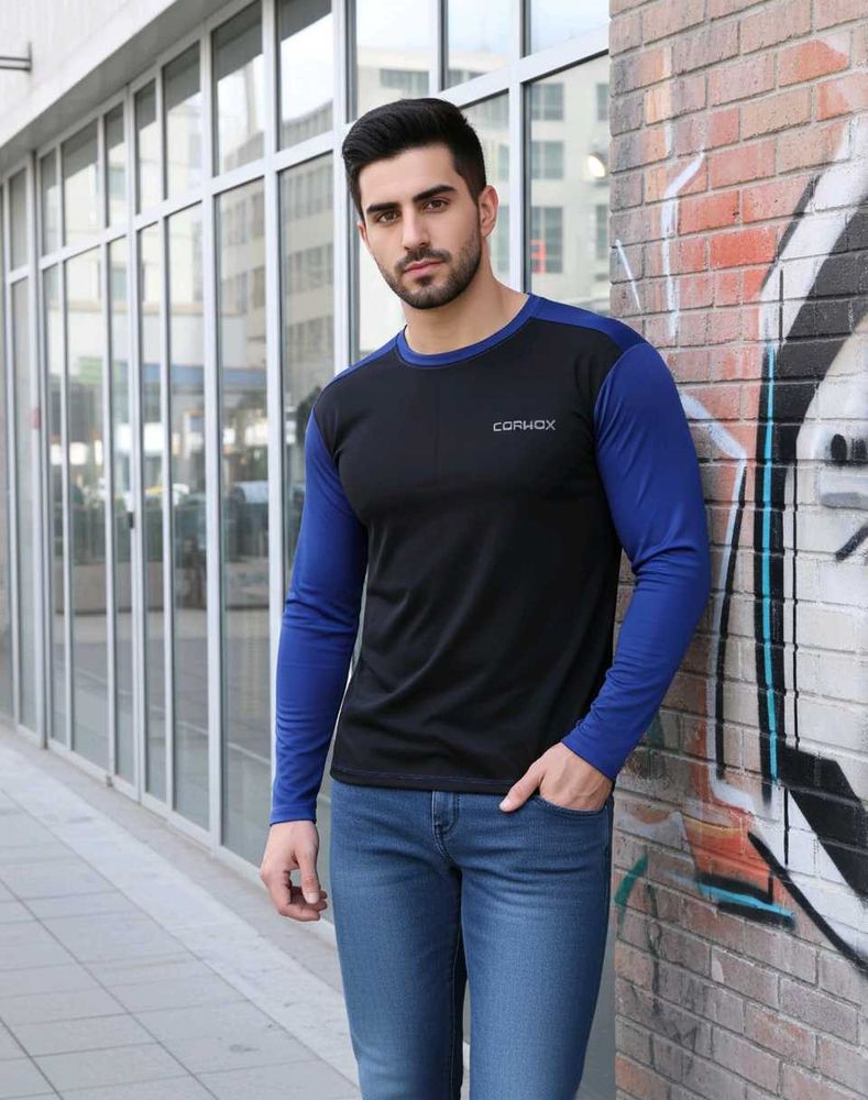 CORWOX Black &amp; Blue Long Sleeves T-Shirt