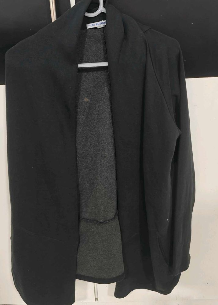 Comfortable Black Open Front Cardigan