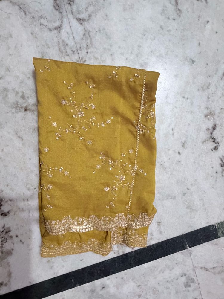 Embellished Mustard Yellow Dupatta