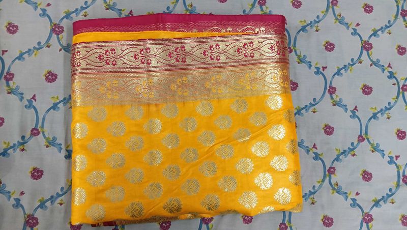 Vibrant Yellow Banarasi Silk Saree