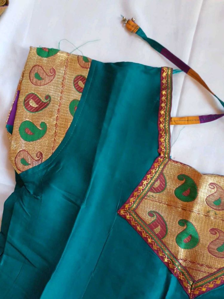 Teal Paisley Saree Blouse