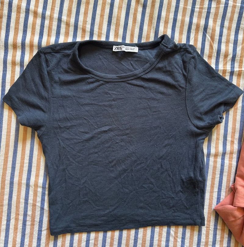 Zara Basic Crew Neck crop top