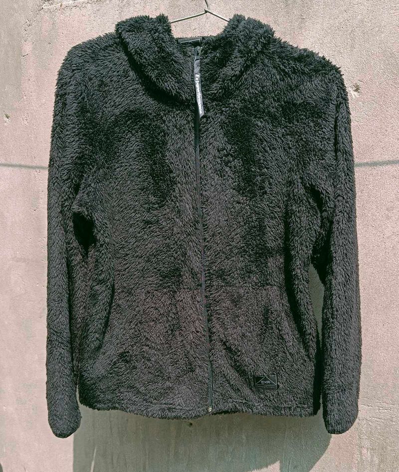 Brand is EXTCozy Black Fleece Hoodie Jacket OG