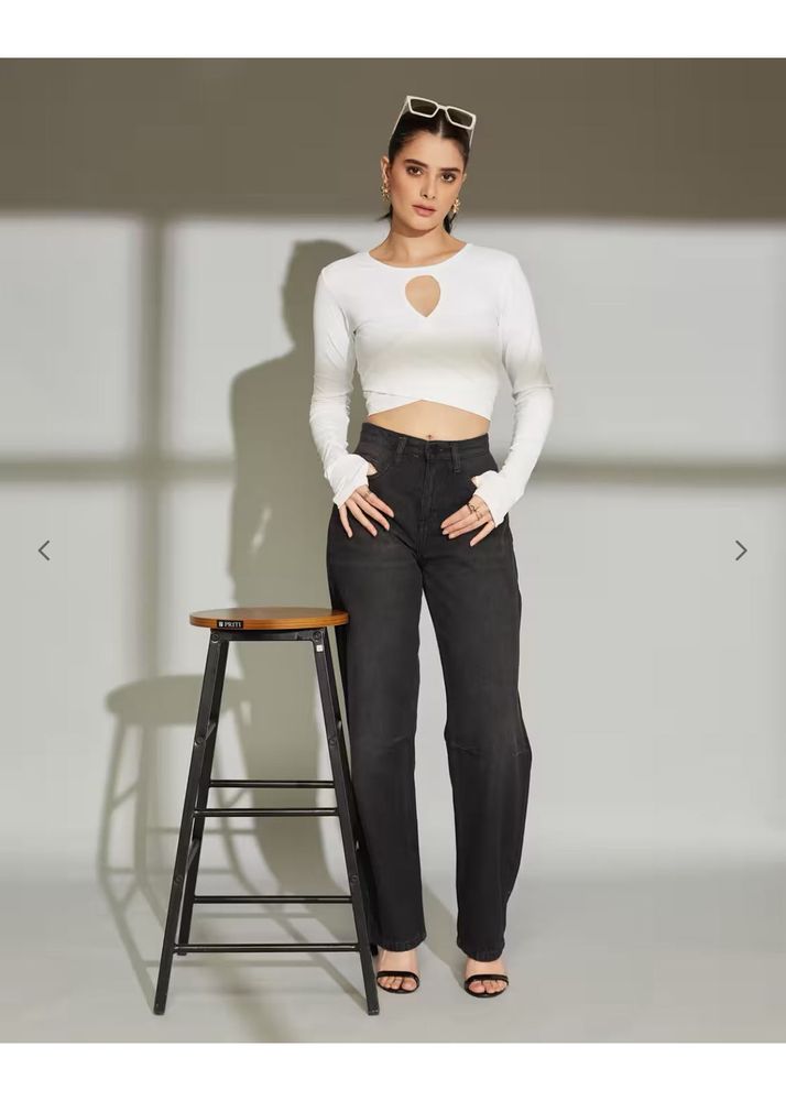 Black High Waisted Wide Leg Jeans