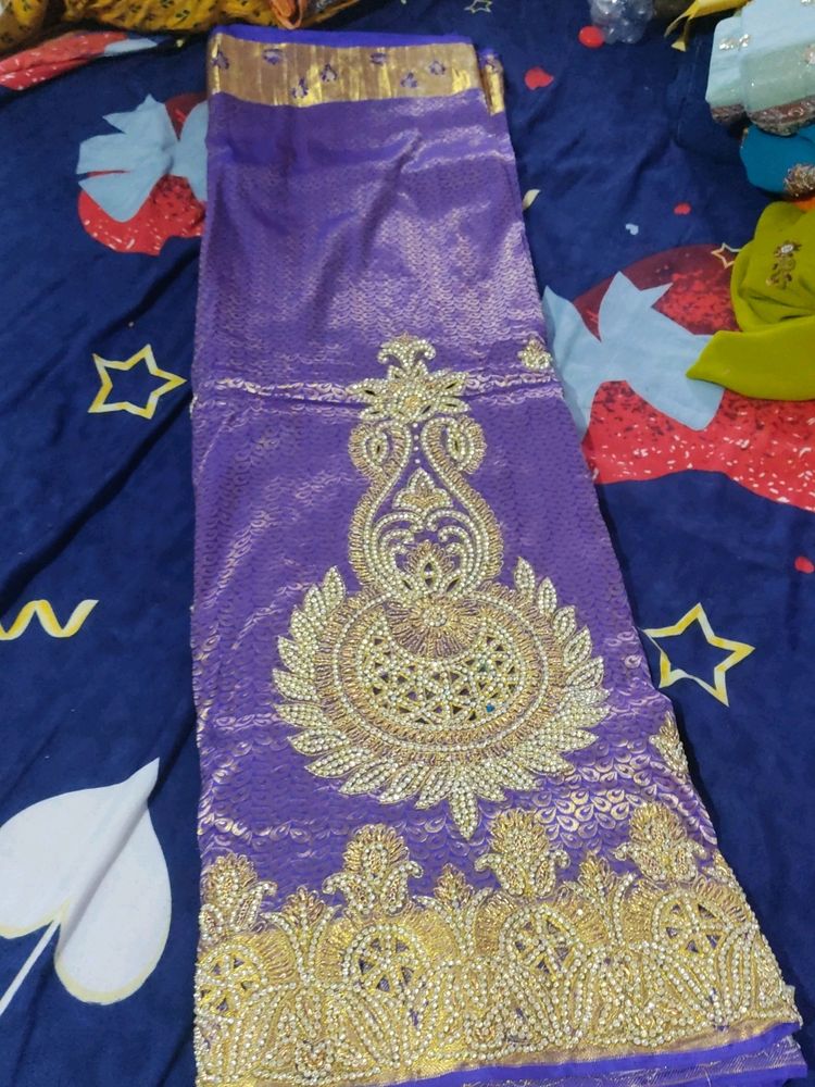 Violet Colour Pure Pattu Saree From Kanchipuram ✨✨