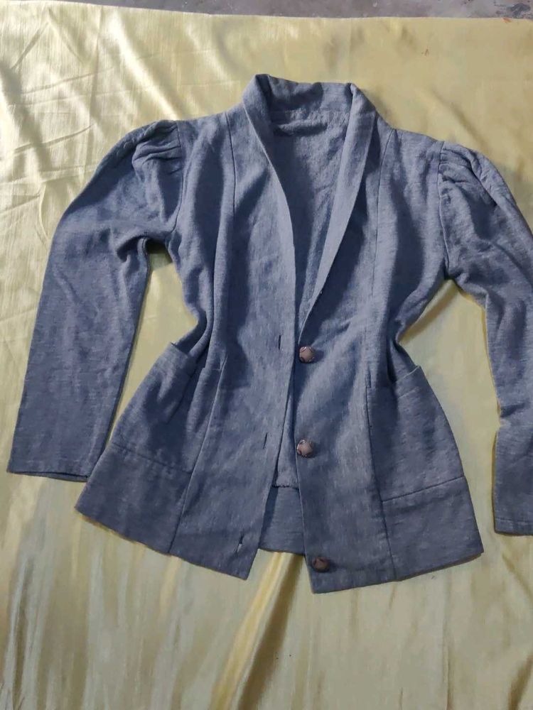 Stylish Grey and rose Casual woolen Blazer