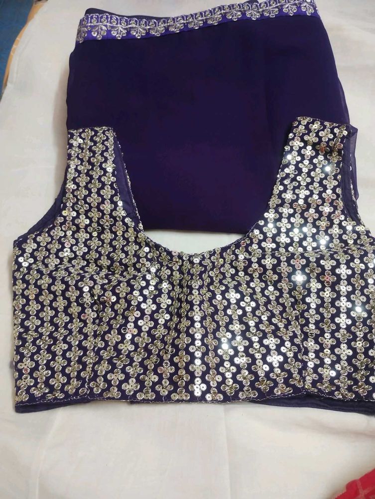 Stunning Purple Saree with Embellished Blouse