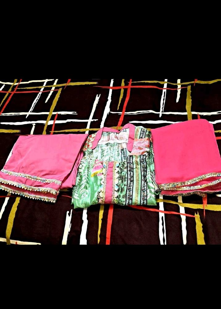 New Printed Kurta Set with Pink Palazzo