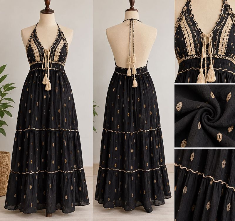 Boho Maxi Dress with Tassels