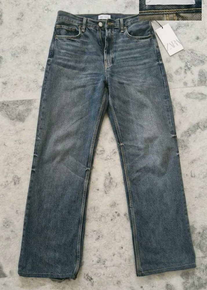 Zara Blue Wash Straight Leg Jeans