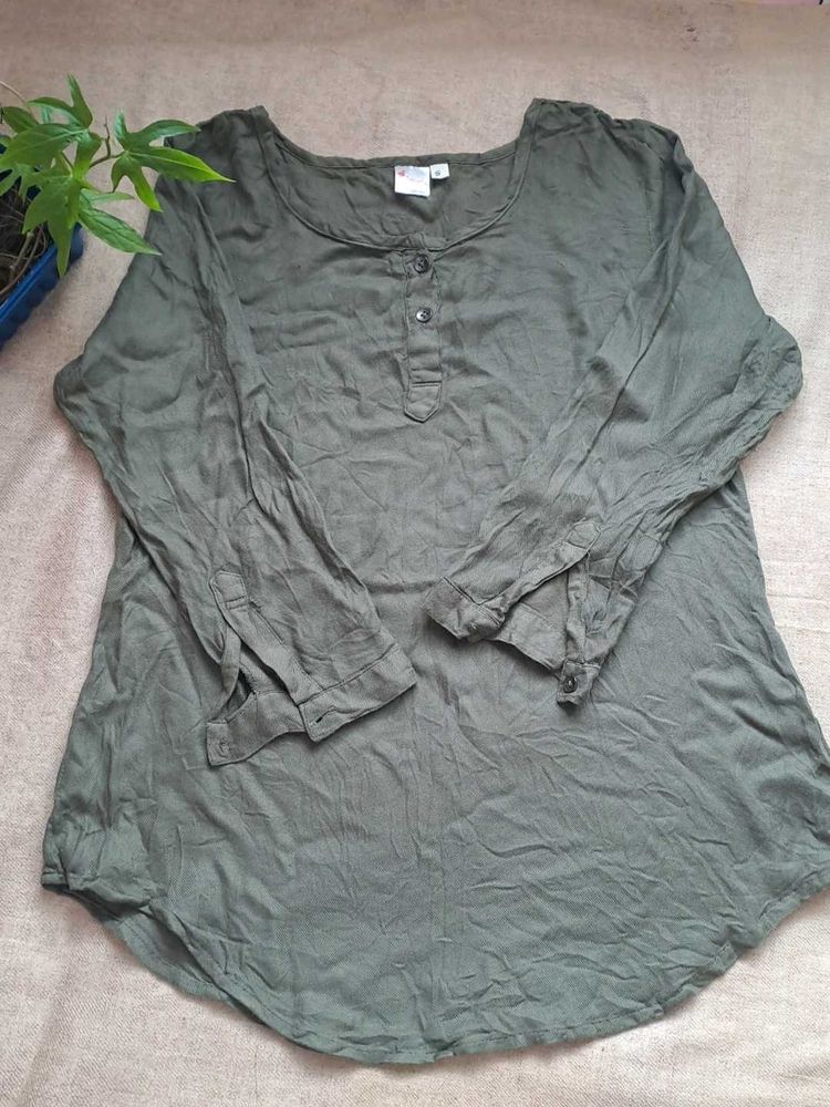 Olive Green Long Sleeve  Tunic top