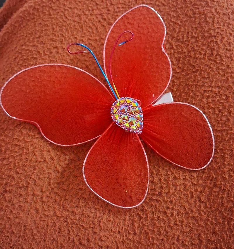 Butterfly Sparkling red Hair clip