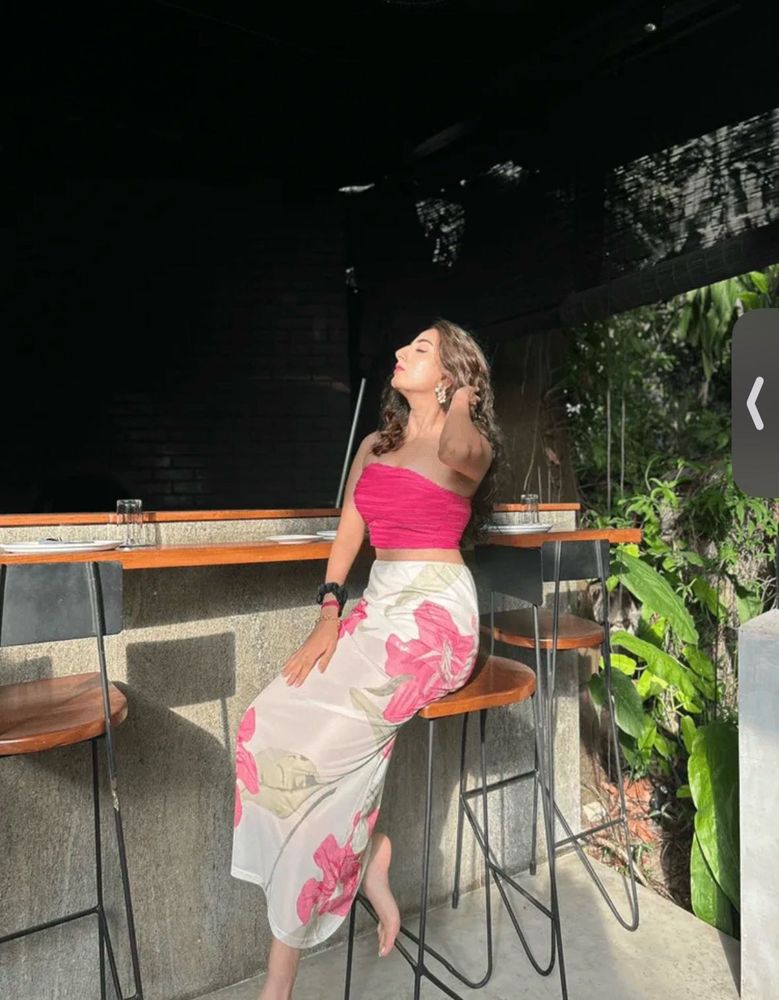 Savana Chic Floral Mesh Skirt