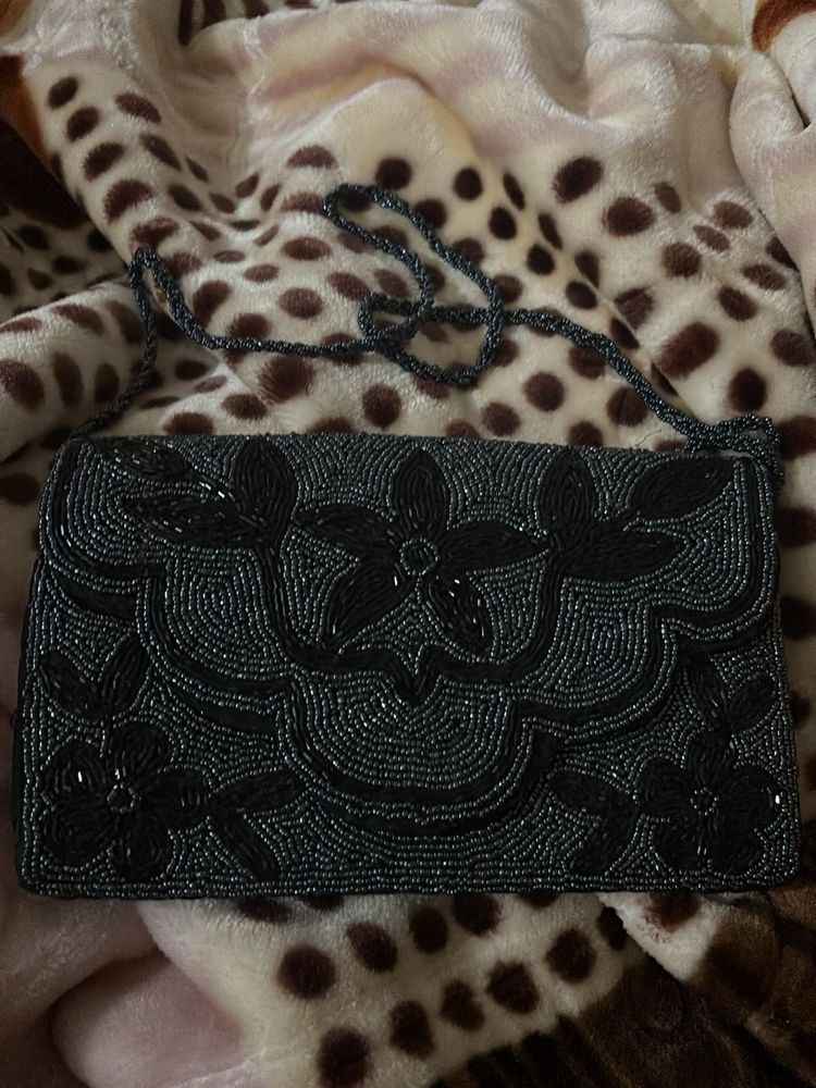 Beaded Clutch with Chain
