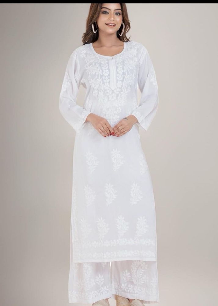 White Chikankari Kurta Set