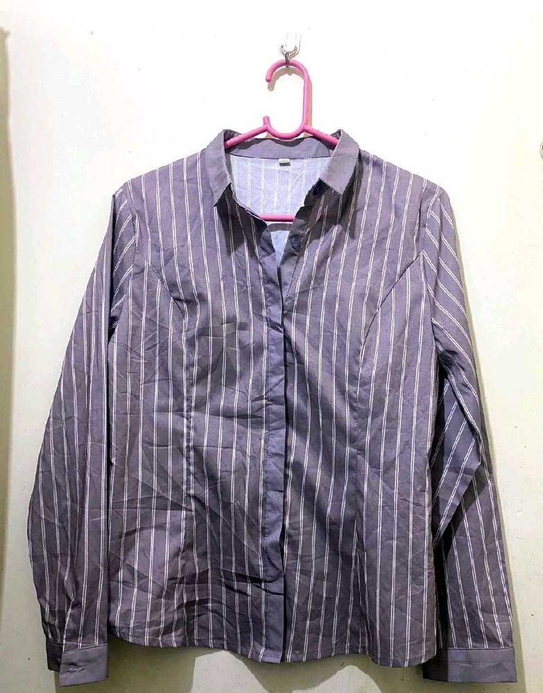 STRIPED GREY SHIRT FOR WOMEN