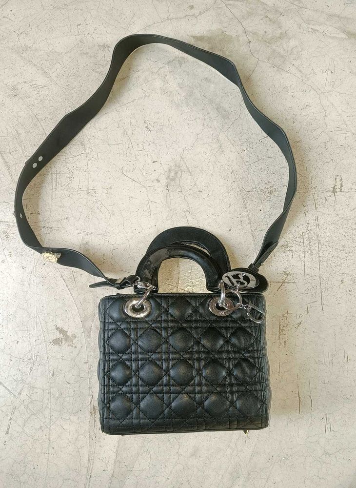 Christian Dior Black Cannage Quilted Handbag / Sho