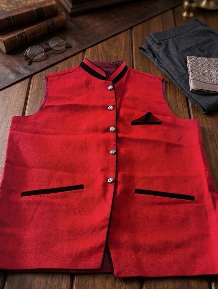 Men's Red Nehru Jacket