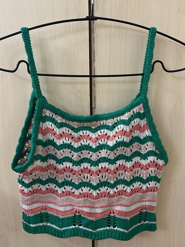 Crocheted Zigzag Pattern Tank Top