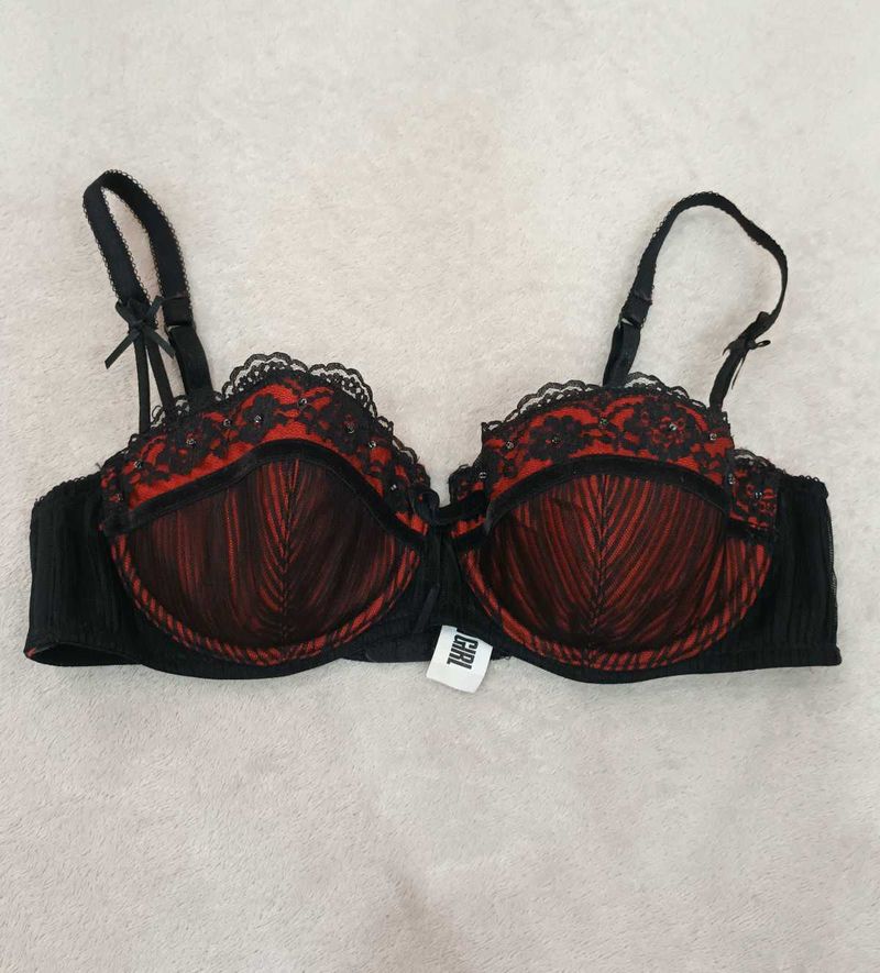 Red &amp; Black Lace Bra