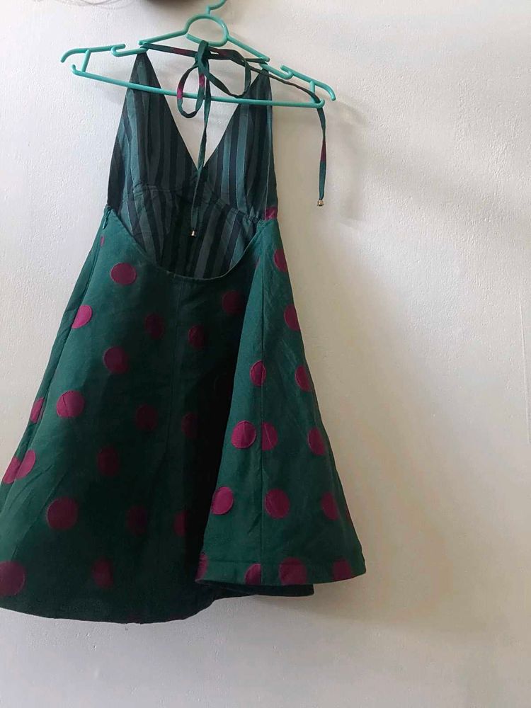 Polka Dot Halter Neck Dress