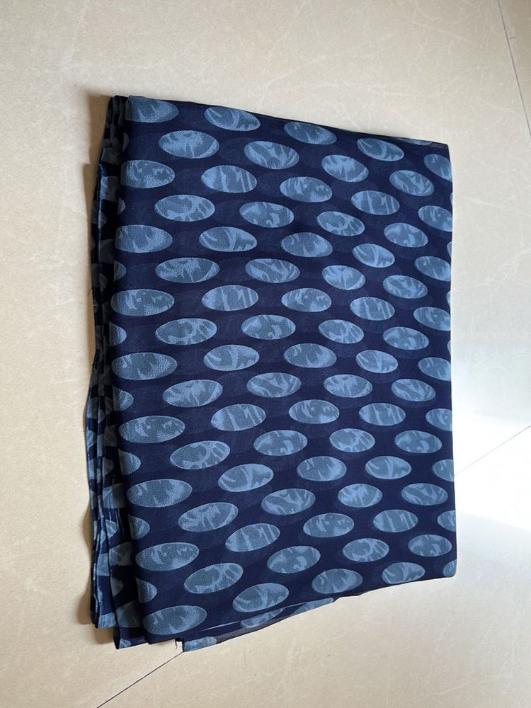 New Elegant Navy Blue Saree with Oval Print wit
