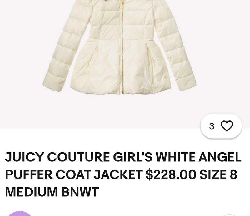 JUICY COUTURE Quilted Cream Puffer Jacket 🪞