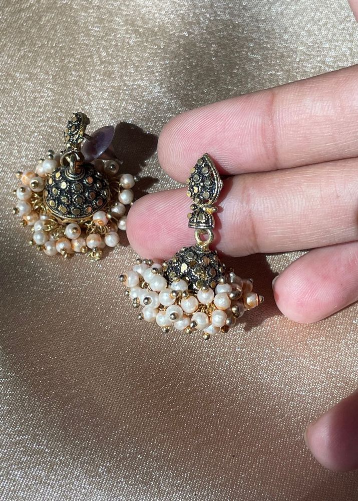 Elegant Pearl Jhumka Earrings
