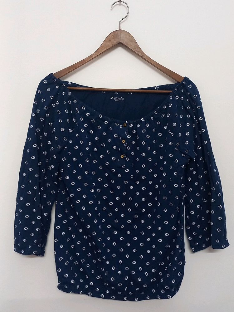 Mavie Blue Girls Top &amp; Red Net Cardigan Size: M