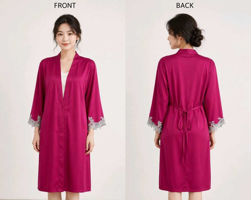 Lace Trimmed Silk Robe