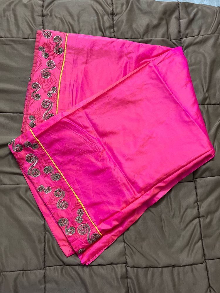 Vibrant Pink Embroidered Saree