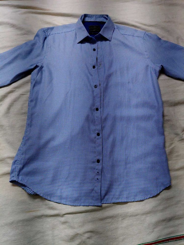 Men's Blue Checkered Formal Shirt
