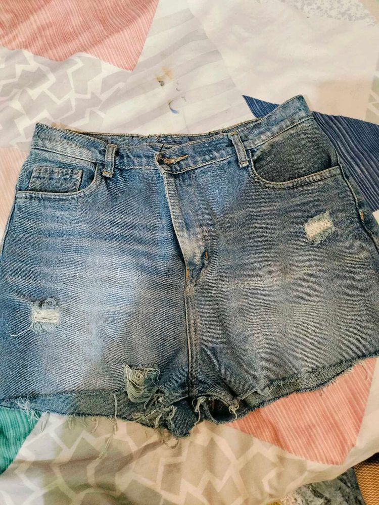 Distressed Denim Shorts