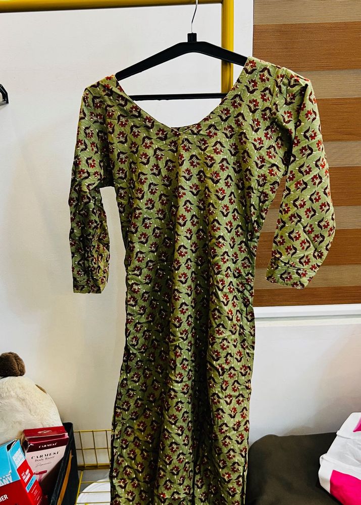 Green Printed Kurta casual kurti