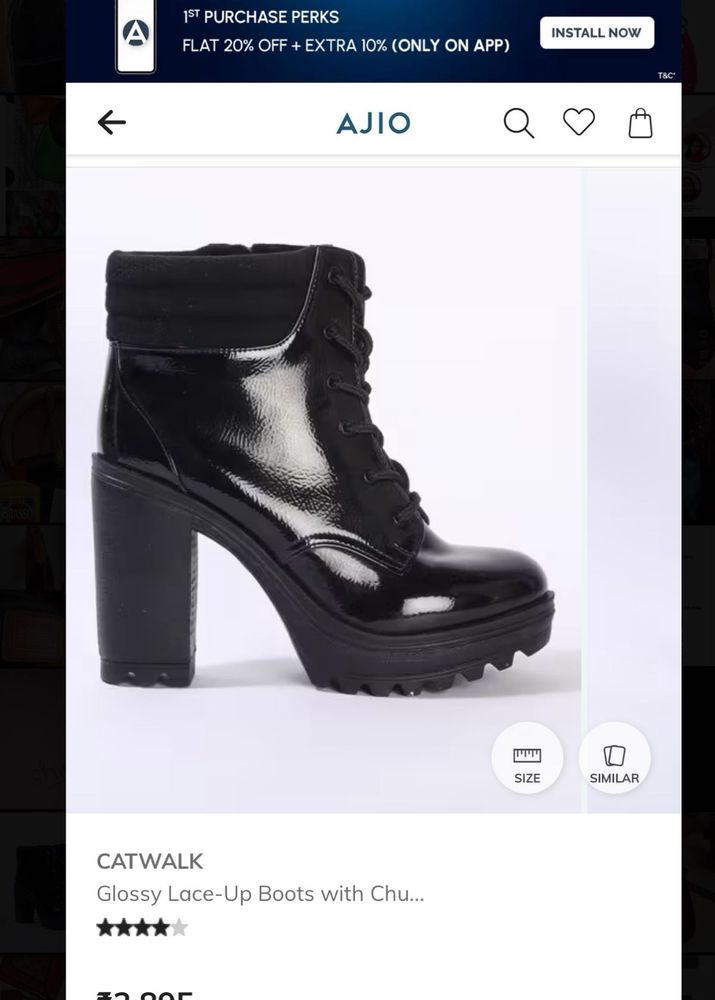 CATWALK Glossy Lace-Up Heeled Boots
