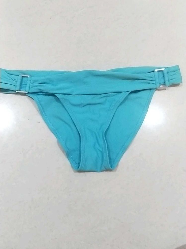 Turquoise Bikini Bottoms with Buckle Detail