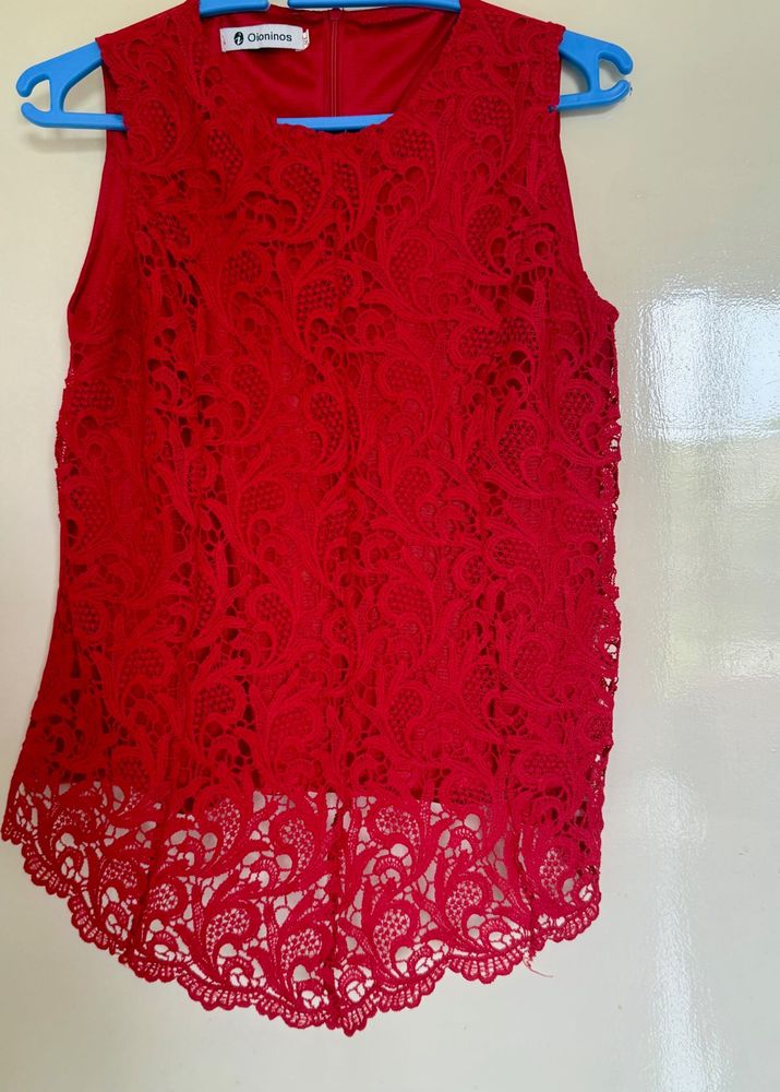 Elegant Red Lace Top