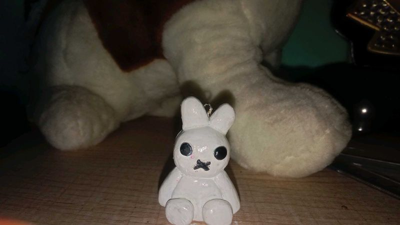 Handmade White Bunny Charm