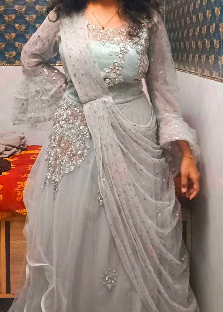 Ice Blue Designer Gown