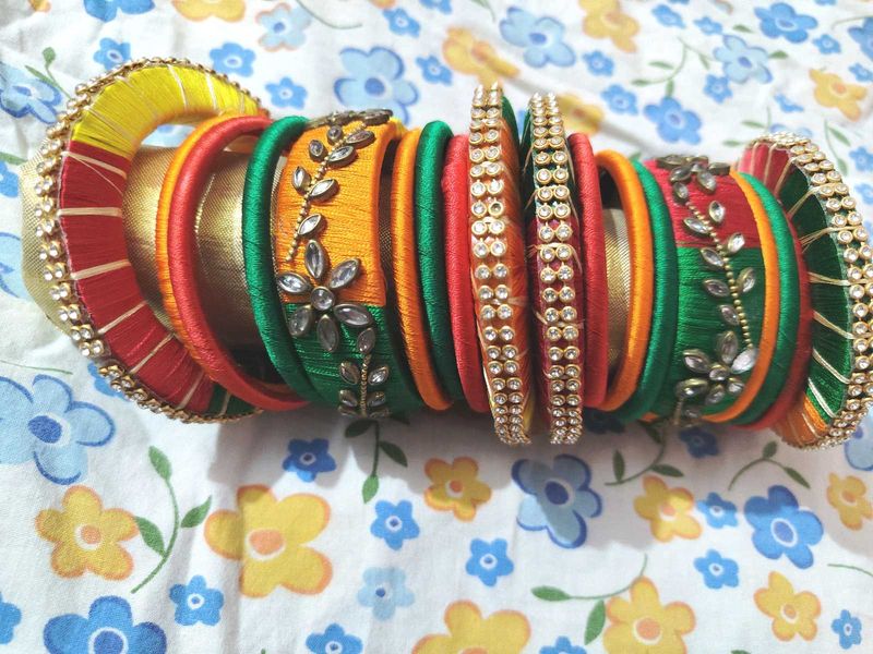 🌈Vibrant Silk Thread Bangle Set
